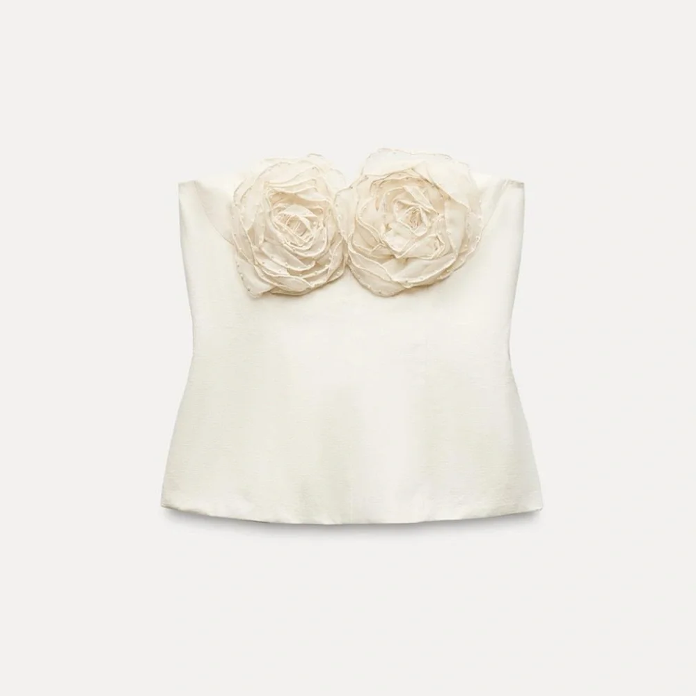 Zara White Strapless Crop Top - Picture 5 of 16